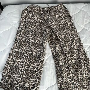 Aerie Leopard Print Wide Leg Pants